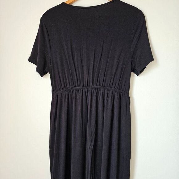 EUC SHEIN SXY BLACK DEEP V NECK TULIP STYLE MAXI DRESS SIZE L - Picture 10 of 15